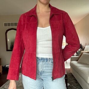 Bernardo Red Suede Zip Jacket